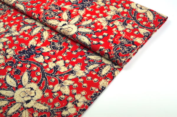 Batik fabric flowers red