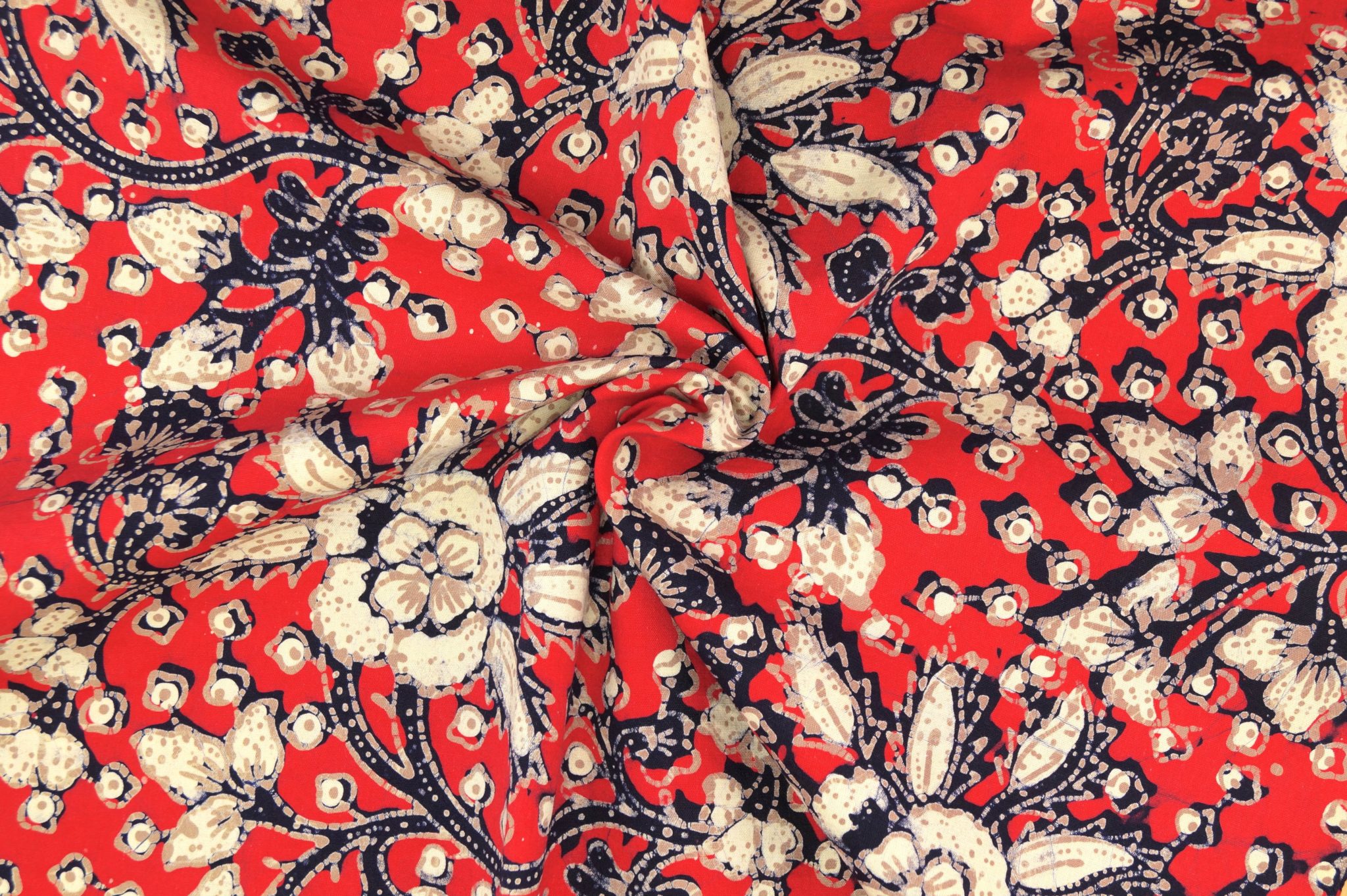 Batik fabric flowers red 2
