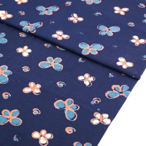 Blue batik fabric on the front
