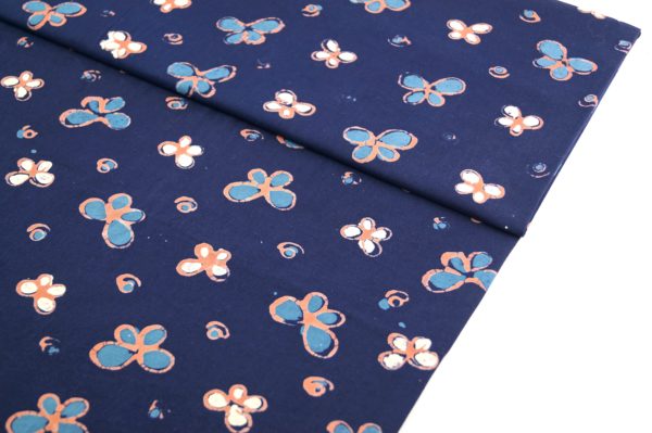 Blue batik fabric on the front