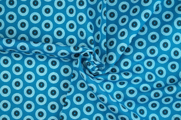 Shweshwe baumwollstoff südafrika turquoise circles