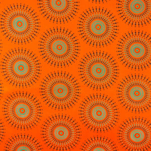 Afrykańska tkanina bawełniana Shweshwe – pomarańczowe fajerwerki