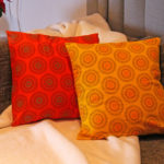 Shweshwe fabric cushion cover - Fireworks Yellow & Orange