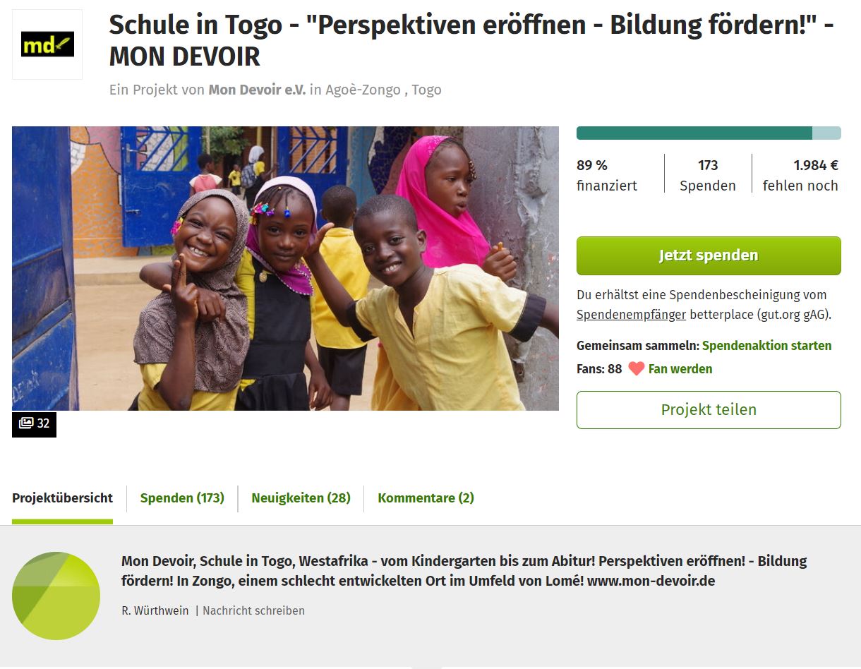 True Fabrics Projekt darowizny w Togo
